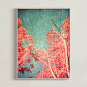 "Enchanted Woods I" - Art Print in Fall Leaves by Caroline Mint - Framed