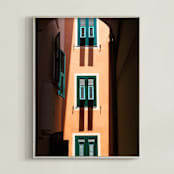 "Shutters" - Art Print in Orange & Green by Paul Berthelot - Framed