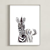"Baby Animal Friends: Zebra" - Art Print in Zebra Black by Jieun K Rasband - Framed