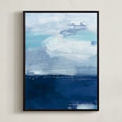 "Weight of Indigo Water" - Art Print in Indigo Blue by AlisonJerry - Framed Canvas