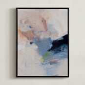 "Inner Tides" - Art Print in Pink & Blue by Arohika Verma - Framed Canvas