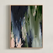 "Reeves Rain" - Art Print in Moss Green by Melissa Stone Mangham - Framed Canvas