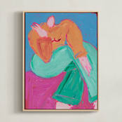 "Secrets" - Art Print in Teal by Maran Ree Whiting - Framed Canvas