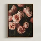 "Tiptoe Through the Tulips" - Art Print in Raspberry Tulip by Rachel Nelson - Framed Canvas