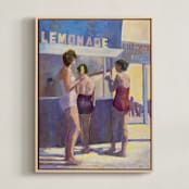 "Lemonade Stand" - Art Print in Dusty Violet by Marie Stone - Framed Canvas