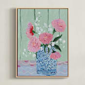 "Garden Symphony No. 2" - Art Print in Dusty Rose by Lottie Aldarwish - Framed Canvas