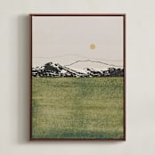 "Quiet Horizon" - Art Print in Golden Sage by Alisa Galitsyna - Framed Canvas