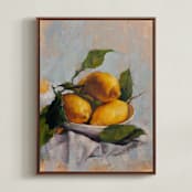 "Bowl of Lemons" - Art Print in Golden by Wendy Keller - Framed Canvas