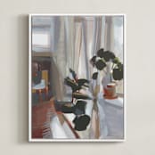 "Morning, Sleepyhead" - Art Print in Lavender Gray by Khara Ledonne - Framed Canvas