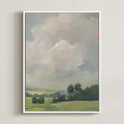 "Rosy Tomorrow II" - Art Print in Grey Blue by Stephanie Goos Johnson - Framed Canvas