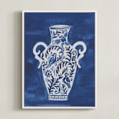 "Chinoiserie Tableware 1" - Art Print in Ink by Teju Reval - Framed Canvas
