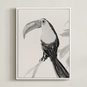 "Tropical Birds II" - Art Print in Sand by Teju Reval - Framed Canvas