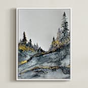 "Blue Forest" - Art Print in Gilded by Katy Abraham - Framed Canvas