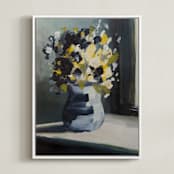 "A Floral Mood" - Art Print in Dandelion by Jen Florentine - Framed Canvas