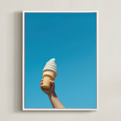 "In Frosties We Trust" - Art Print in Cyan Blue by DENiSE CREW. - Framed Canvas