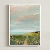 "Flight Path" - Art Print in Field Green by Lindsay Megahed - Framed Canvas