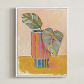 "Colourful Vase" - Art Print in Peach by Lucrecia Caporale - Framed Canvas