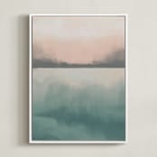"Misty Marsh I" - Art Print in Peaceful Blue by Haley Fischer - Framed Canvas