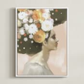 "Flower Power" - Art Print in Olive by Hannah Williams - Framed Canvas