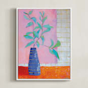 "Home again" - Art Print in Pink by Lottie Aldarwish - Framed Canvas