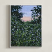 "Wildflowers At Dusk" - Art Print in Dark Emerald Green by Weronika Zubek - Framed Canvas