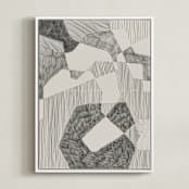 "Crossing Land I" - Art Print in Graphite Grey by Catilustre - Framed Canvas