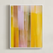 "Luminous Stripes 2" - Art Print in Golden Amber by Rebecca Rueth - Framed Canvas