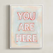 "You are Here" - Art Print in Coral by Karyn Denten - Framed Canvas