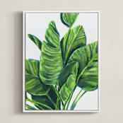 "Tropical plants II" - Art Print in Evergreen by Alexandra Dzh - Framed Canvas