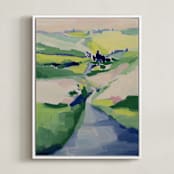 "Meandering Through" - Art Print in spring green by Alysia Quisenberry - Framed Canvas