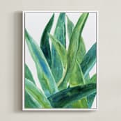 "Tropical plants I" - Art Print in Evergreen by Alexandra Dzh - Framed Canvas