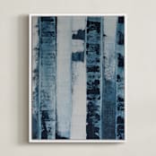 "Blue Encounter" - Art Print in Bold Blue by Colleen Ehrlich - Framed Canvas