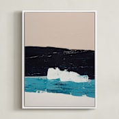 "Hidden Beach Seascape" - Art Print in turquoise blue by Caryn Owen - Framed Canvas