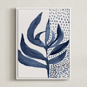 "Asymmetric balanced flower" - Art Print in Indigo AF by Bethania Lima - Framed Canvas
