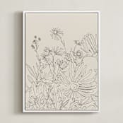 "Field of wild flowers I" - Art Print in Sand by Catilustre - Framed Canvas