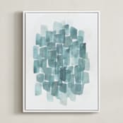 "Steely Blues" - Art Print in Steel Blue  by Tennyson Tippy - Framed Canvas