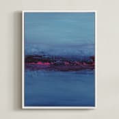 "Lights on the Lake" - Art Print in Midnight Blue by Lindsay Megahed - Framed Canvas