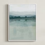 "Cool Reflections" - Art Print in teal by Karen Kardatzke - Framed Canvas