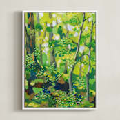 "Green forest" - Art Print in Apple green by Alexandra Dzh - Framed Canvas