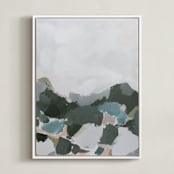 "In the Distance" - Art Print in Aqua by Melanie Severin - Framed Canvas