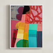 "Bloom" - Art Print in Coral by Poppy Dodge - Framed Canvas