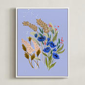 "Winifred" - Art Print in lavender-periwinkle by Peggy Dean - Framed Canvas