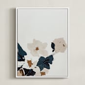 "Abstract Botanical Floral Diptych I" - Art Print in dark navy blue by Caryn Owen - Framed Canvas