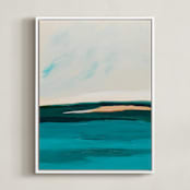 "Hawaiian Reef Abstract Painting" - Art Print in turquoise blue by Caryn Owen - Framed Canvas