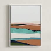 "California Seascape" - Art Print in Sandy peach by Caryn Owen - Framed Canvas
