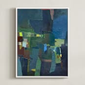 "My City I" - Art Print in Blue Green by MM20 - Framed Canvas