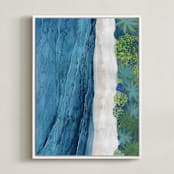 "Indigo Sea" - Art Print in Indigo Sea Blue by Denise Wong - Framed Canvas