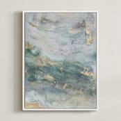 "Luminous Smoke No. 1" - Art Print in Sage & Gold by Julia Contacessi - Framed Canvas