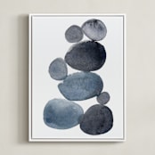 "stone pile" - Art Print in indigo blue by Kelly Witmer - Framed Canvas