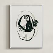 "Black 03" - Art Print in black, white, beige by Catilustre - Framed Canvas